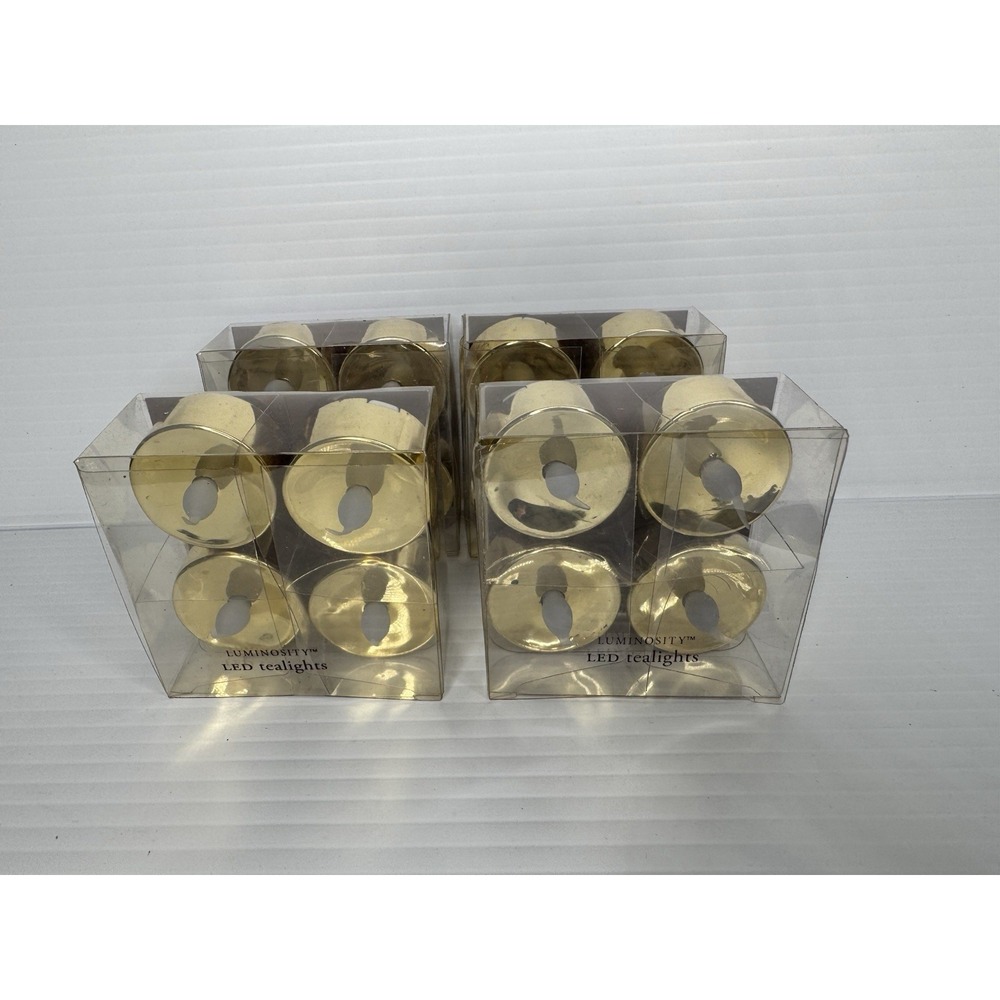 16 Ct Z Gallerie Gold LED Tea Lights Lot Of 4 Battery Operated Indoor Outdoor